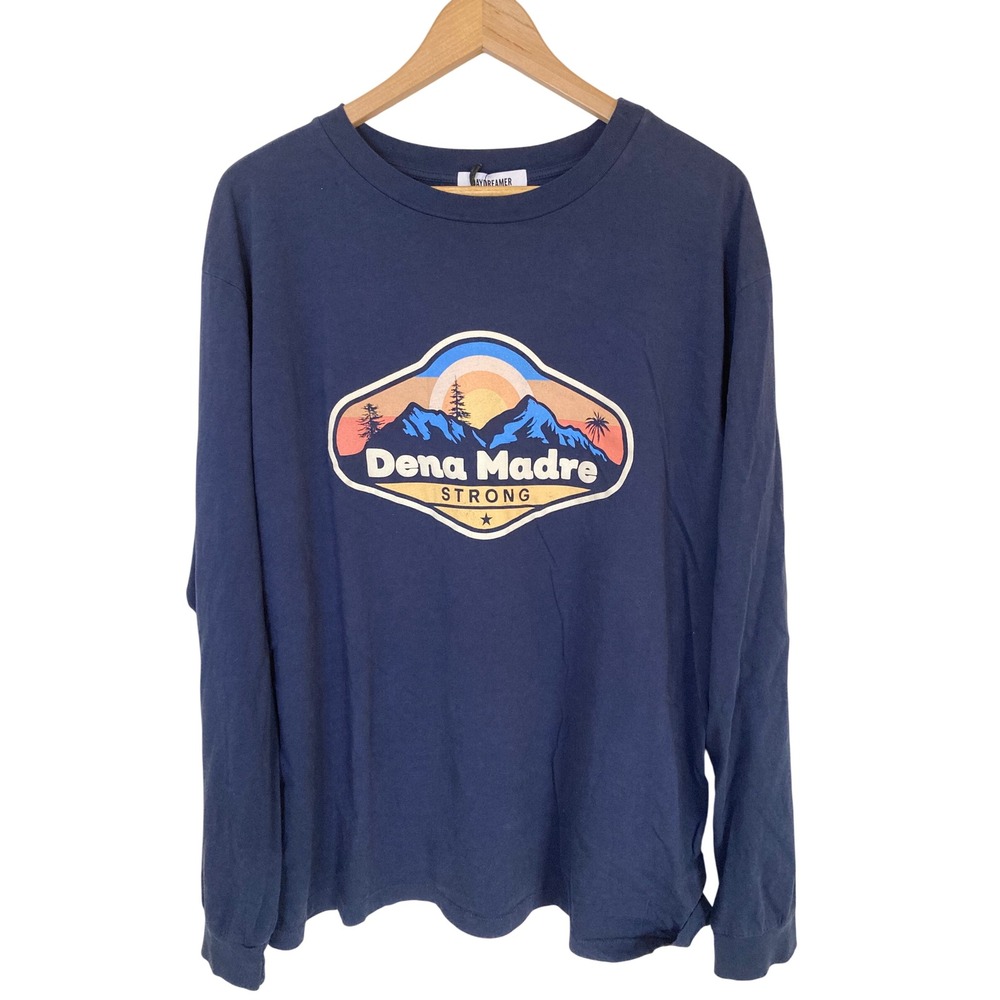 Daydreamer Dena Madre Strong Long Sleeve Graphic Tee Navy Blue XL Made in USA